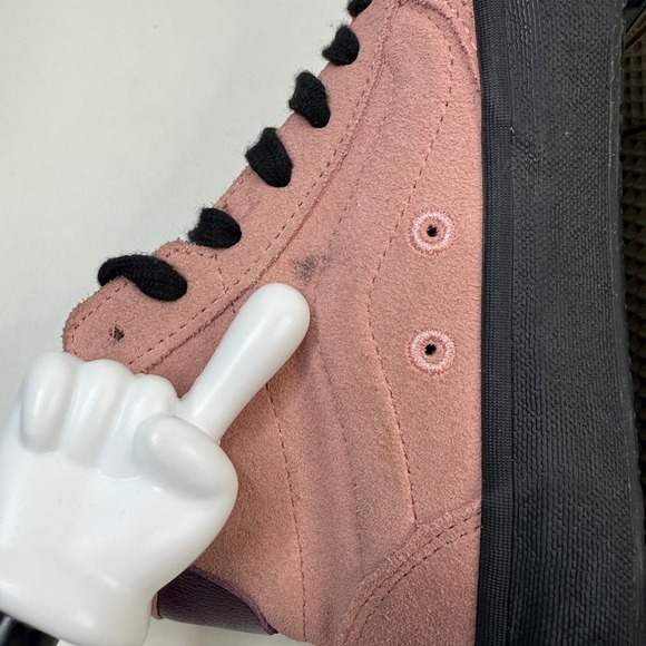 Vans Sk8 Hi Lizzie Rosette Skate Shoes Womens 5 Pink Suede Black Lace Up EcoCush - Picture 7 of 11